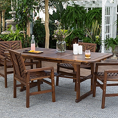 Forest Gate Olive 5-Piece Outdoor Acacia Extendable Table Dining Set in Dark Brown. View a larger version of this product image.