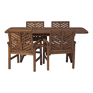Forest Gate Olive 5-Piece Outdoor Acacia Extendable Table Dining Set in Dark Brown. View a larger version of this product image.