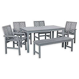 Forest Gate Olive 6-Piece Outdoor Acacia Dining Set in Grey Wash