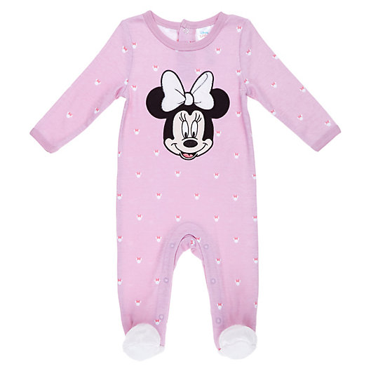 Alternate image 1 for Disney Baby® Size 3-6M Minnie Mouse Velour Footie in Mauve