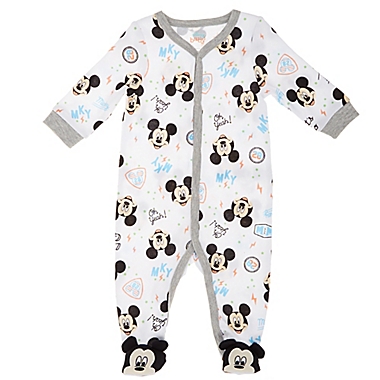 Disney Baby&reg; Size 3-6M Mickey Mouse Footie in White. View a larger version of this product image.