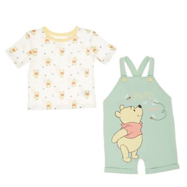 Disney Baby® 2-Piece Winnie the Pooh Shortall Set in Green | buybuy BABY