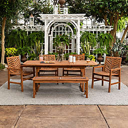 Forest Gate Olive 6-Piece Outdoor Acacia Extendable Table Dining Set in Brown