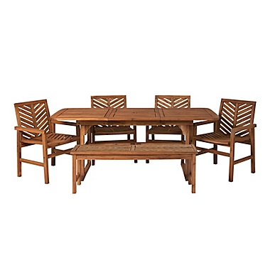 Forest Gate Olive 6-Piece Outdoor Acacia Extendable Table Dining Set in Brown. View a larger version of this product image.