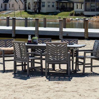 Forest Gate Olive 7-Piece Outdoor Acacia Extendable Table Dining Set in Grey Wash