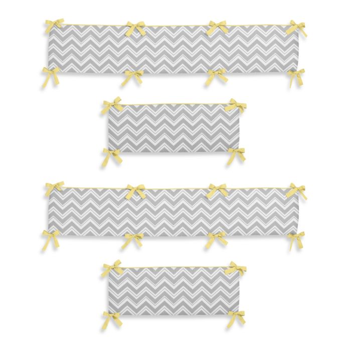 Sweet Jojo Designs Zig Zag Chevron 4 Piece Crib Bumper In Grey