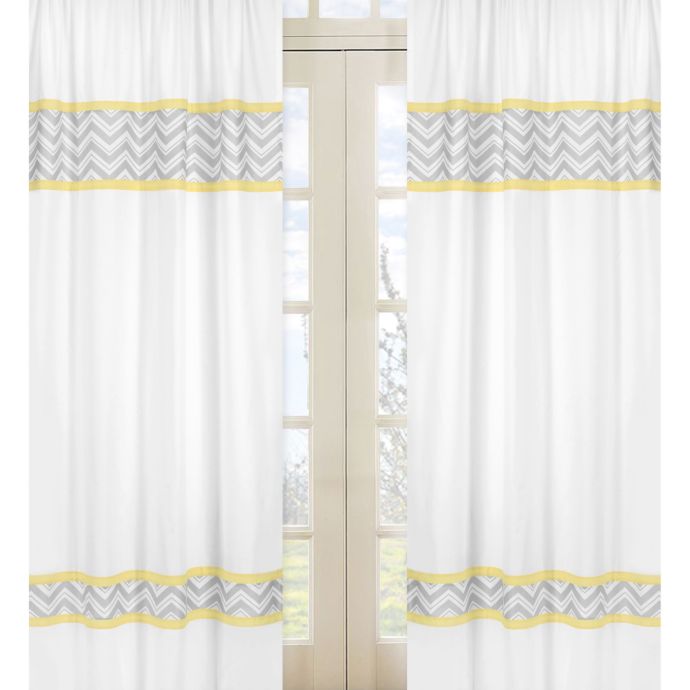 Sweet Jojo Designs Zig Zag Chevron Window Panels in Grey/Yellow (Set of
