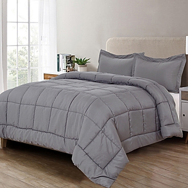Luxury All Season Medium Weight 3-Piece Full/Queen Comforter Set in Grey. View a larger version of this product image.