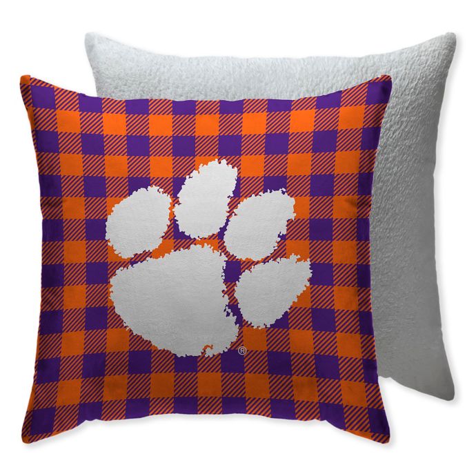Clemson University Checkered Square Indoor/Outdoor Throw Pillow | Bed ...
