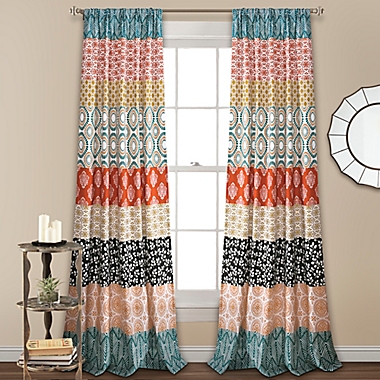 Lush Decor Bohemian Stripe 84-Inch Rod Pocket Window Curtain Panels in Turquoise (Set of 2). View a larger version of this product image.