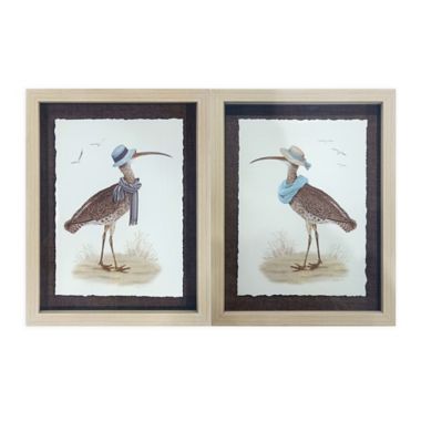 Beach Birdwalk 12-Inch x 15-Inch Framed Wall Art (Set of 2). View a larger version of this product image.