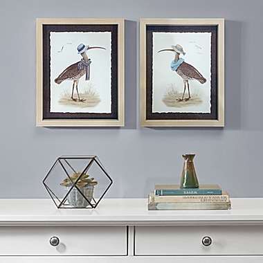 Beach Birdwalk 12-Inch x 15-Inch Framed Wall Art (Set of 2). View a larger version of this product image.