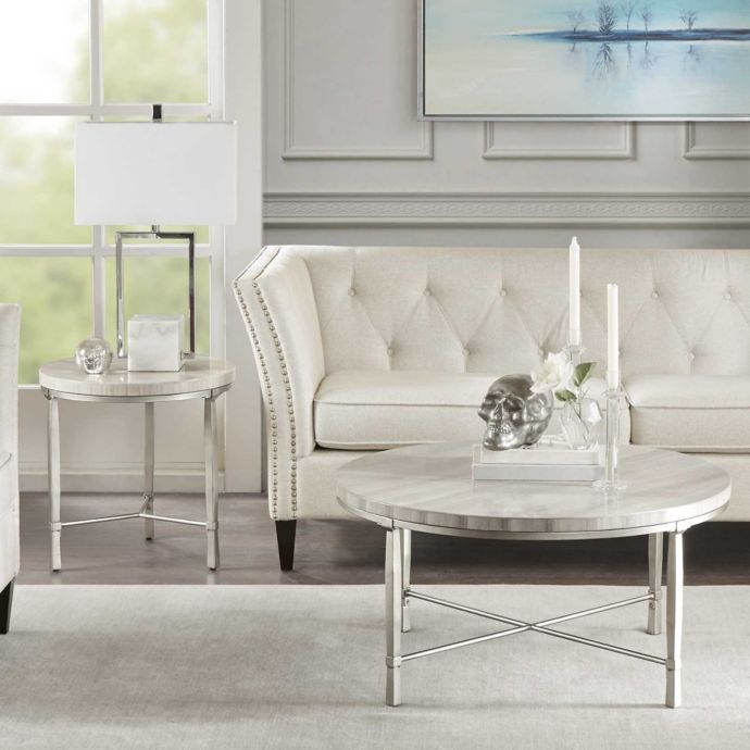 Madison Park Reese Accent Table In Cream Silver Bed Bath