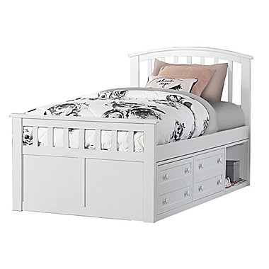 Hillsdale Furniture Charlie Twin Captain&#39;s Bed with Storage Unit in White. View a larger version of this product image.