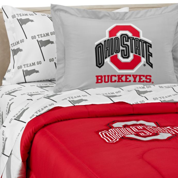 Ohio State University School Logo Applique Bedding Set Bed Bath