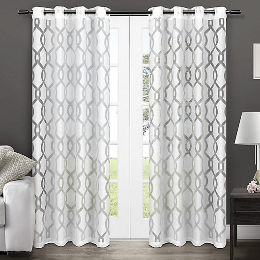 Alternate image 1 for Rio Burnout 96-Inch Grommet Window Curtain Panel in Winter White (Single)