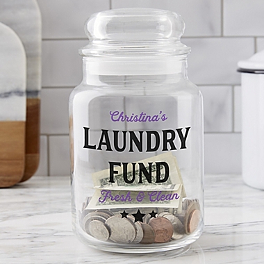 Laundry Fund Personalized Glass Money Jar. View a larger version of this product image.