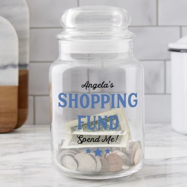 Shopping Fund Personalized Glass Money Jar. View a larger version of this product image.