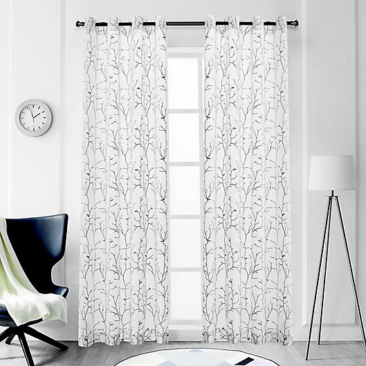 Tess Grommet Sheer Window Curtain Panel, Shower Curtain With Sheer Window
