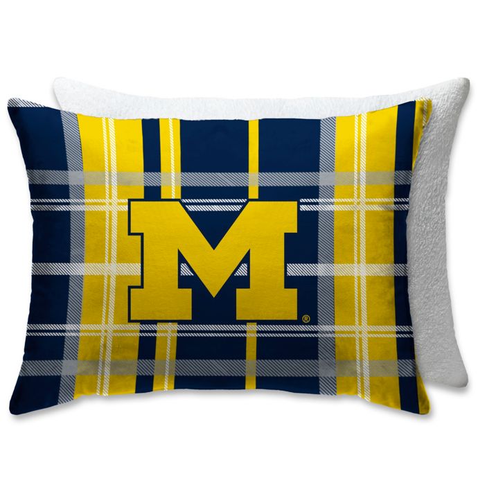 University Of Michigan Plaid Sherpa Bed Pillow Bed Bath Beyond
