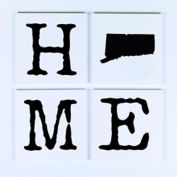 Connecticut Home State Blocks 8-Inch x 8-Inch Wall Art in White (Set of 4)