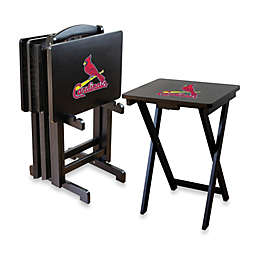 MLB St.Louis Cardinals TV Tray Set with Storage Rack (Set of 4)