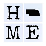 Nebraska 8-Inch x 8-Inch Block Framed Wall Art in White (Set of 4)