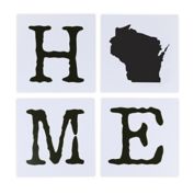 Wisconsin 8-Inch x 8-Inch Block Framed Wall Art in White (Set of 4)