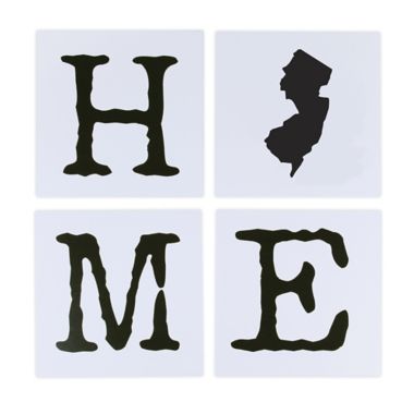 New Jersey 8-Inch x 8-Inch Block Framed Wall Art in White (Set of 4). View a larger version of this product image.