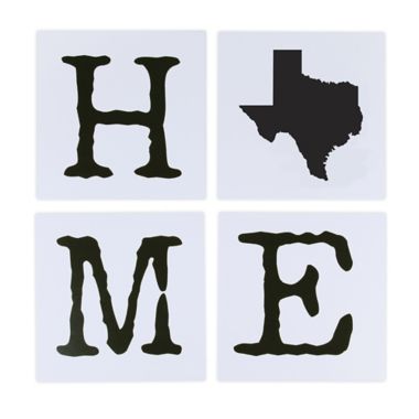 Texas 8-Inch x 8-Inch Block Framed Wall Art in White (Set of 4). View a larger version of this product image.