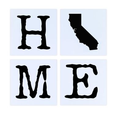 California 8-Inch x 8-Inch Block Framed Wall Art in White (Set of 4). View a larger version of this product image.