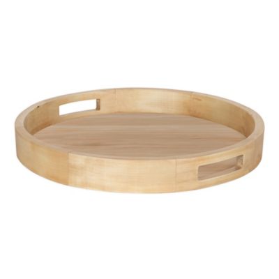 large round wooden serving tray