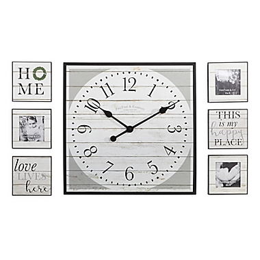 FirsTime&reg; 7-Piece Shiplap Wall Clock Gallery in White. View a larger version of this product image.