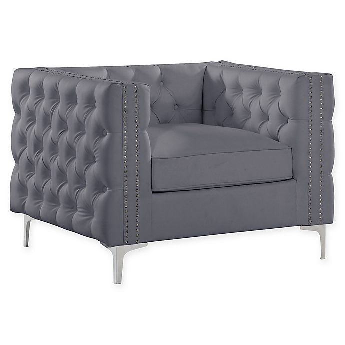Chic Home C Picasso Upholstered Club Chair In Grey Bed Bath Beyond