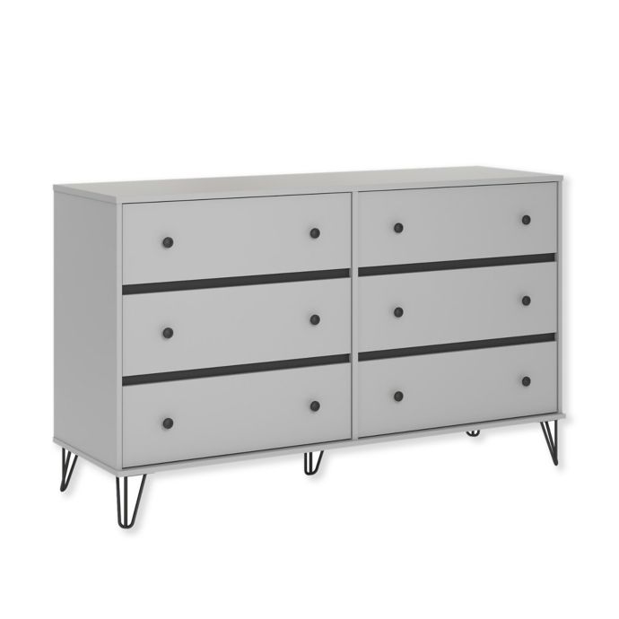 Novogratz Collection Owen 6 Drawer Dresser In Dove Grey Bed