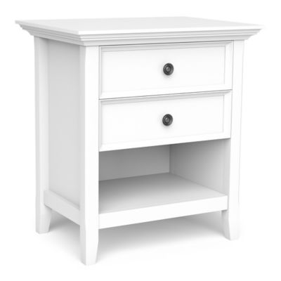 Simpli Home Amherst Solid Wood Bedside Table in White