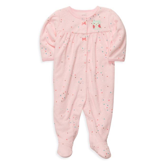 Carter's® Terry SnapUp Sleep & Play in Pink Dot Owl buybuy BABY