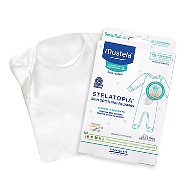 Mustela Size 6-12M Soothing Pajamas for Extremely Dry to Eczema-Prone Skin in White. View a larger version of this product image.