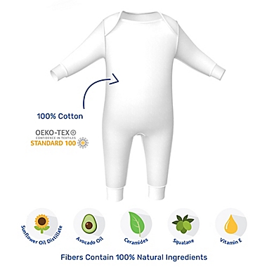 Mustela Size 6-12M Soothing Pajamas for Extremely Dry to Eczema-Prone Skin in White. View a larger version of this product image.
