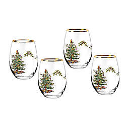 Spode® Christmas Trees Stemless Wine Glasses (Set of 4)