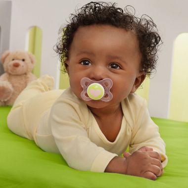 MAM Animals 0-6M 2-Pack Pacifiers in Yellow/Grey. View a larger version of this product image.