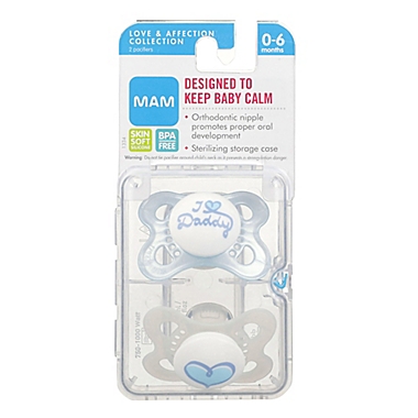 MAM Pacifiers 0-6 Months,‘I Love Daddy’  Design Collection Blue 