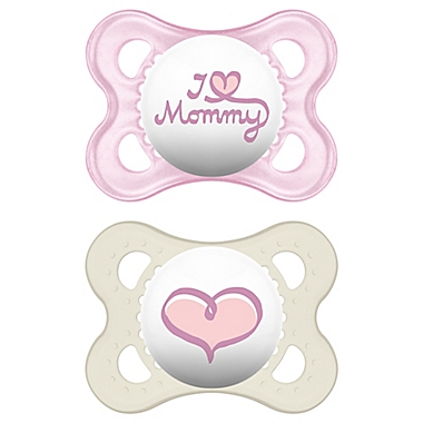 MAM LOVE & AFFECTION PACIFIER AND CLIP I LOVE DADDY PINK 0-6 M I LOVE MOMMY 