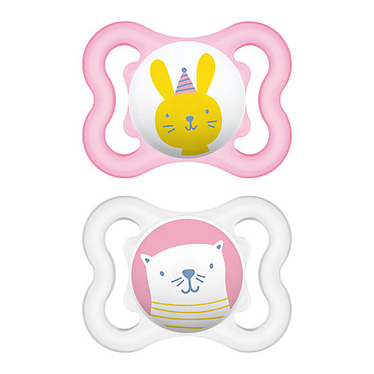 Alternate image 1 for MAM Mini Air Age 0-6 Months Pacifier in Pink (2-Pack)