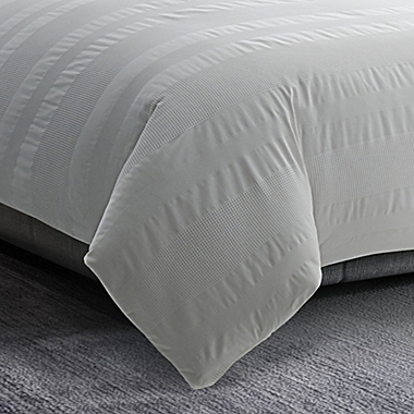 Vera Wang&reg; Waffle Stripe Queen Comforter Set in White. View a larger version of this product image.
