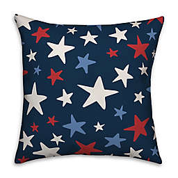 Designs Direct Red, White and Blue Stars Square Throw Pillow in Blue