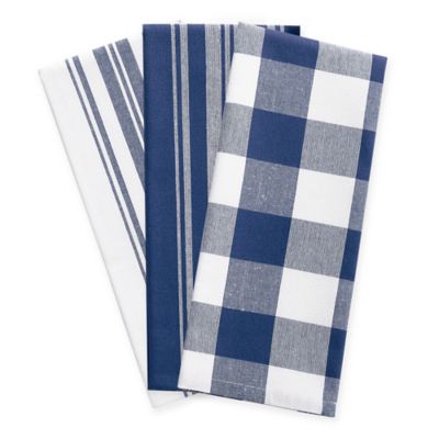 Elrene Farmhouse Living Kitchen Towels in Tan/White (Set of 3)