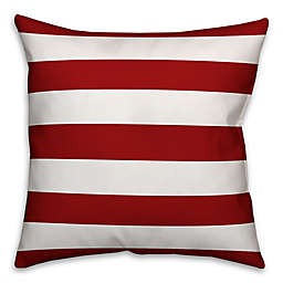 Red and White Stripes 18-Inch Square Throw Pillow