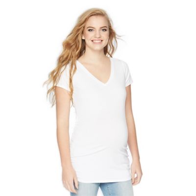 Motherhood Maternity&reg; Small Side Ruched Short Sleeve Maternity Top in White