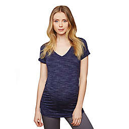 Motherhood Maternity® Large Spacedye Side Ruched Short Sleeve Maternity Top in Navy